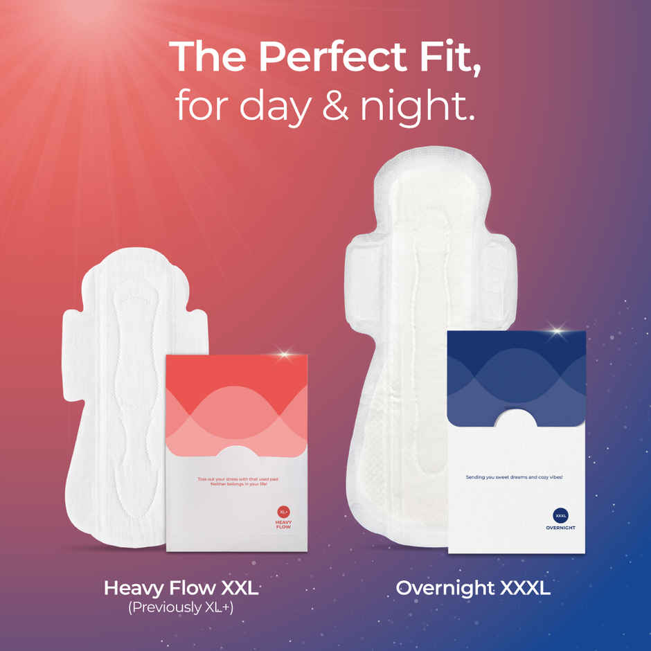 Nua Day and Night Sanitary Pads with Disposal Cover | 8 XL + 4 XXXL | XL / XXXL | 12 pcs