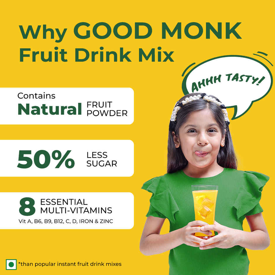 Good Monk Fruit Drink Mix | Natural Pineapple | 50% Less Sugar | 8 Vitamins & Minerals | 24 Sachets