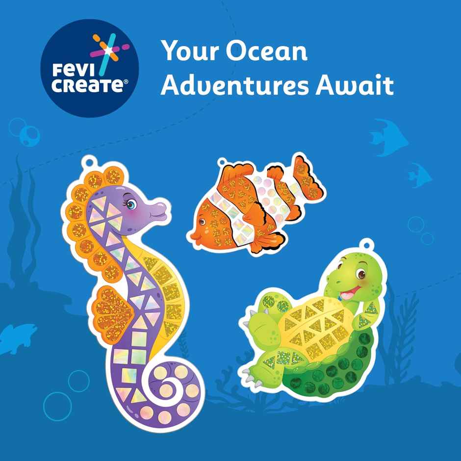 Fevicreate Stick-n-Create Mirror Magic Ocean Adventures Kit Sparkly Stickers | 3+ years
