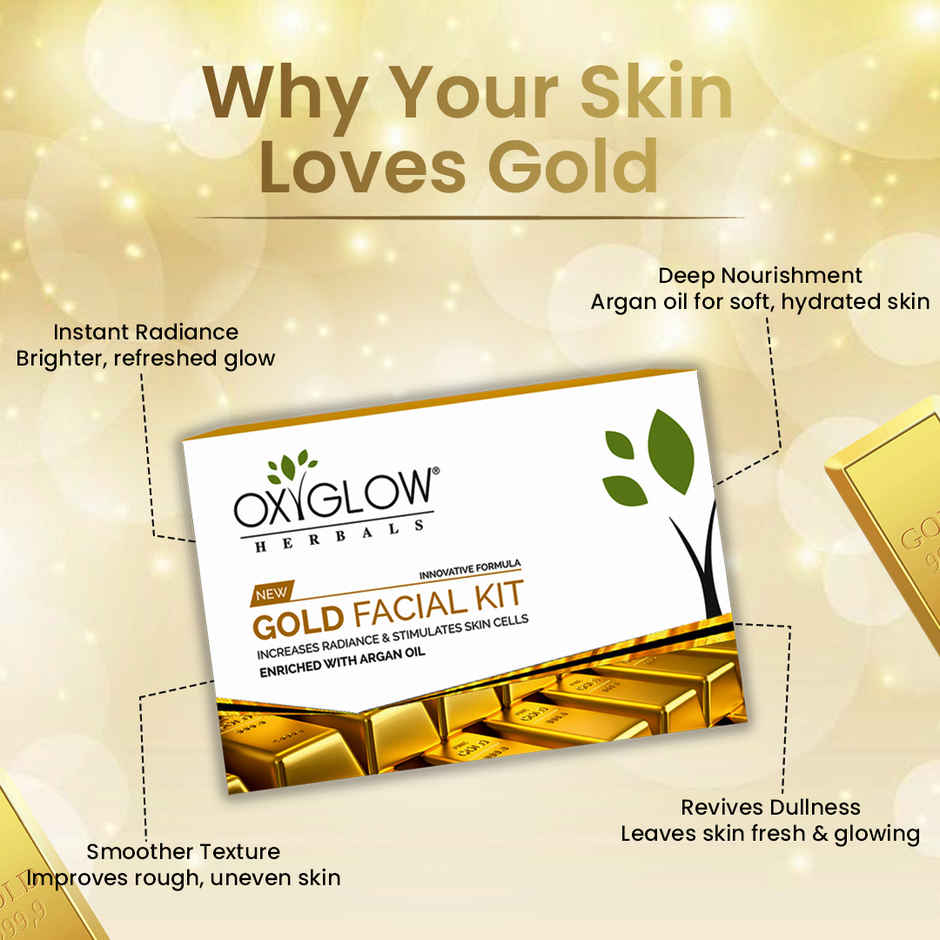 Oxyglow Herbals Gold Facial Kit | Increase Radiance & Stimulate Skin Cell