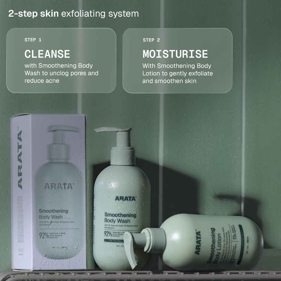 Arata Smoothening Body Wash with 1% Salicylic Acid & Glycolic Acid for Bacne & Strawberry Skin