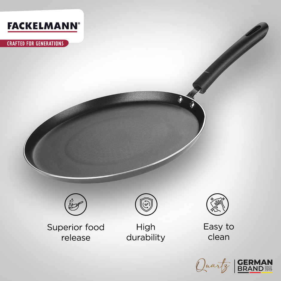 Fackelmann Quartz Nonstick Flat Tawa 25Cm, Induction, German Tech, Paratha, Omelette, Dosa