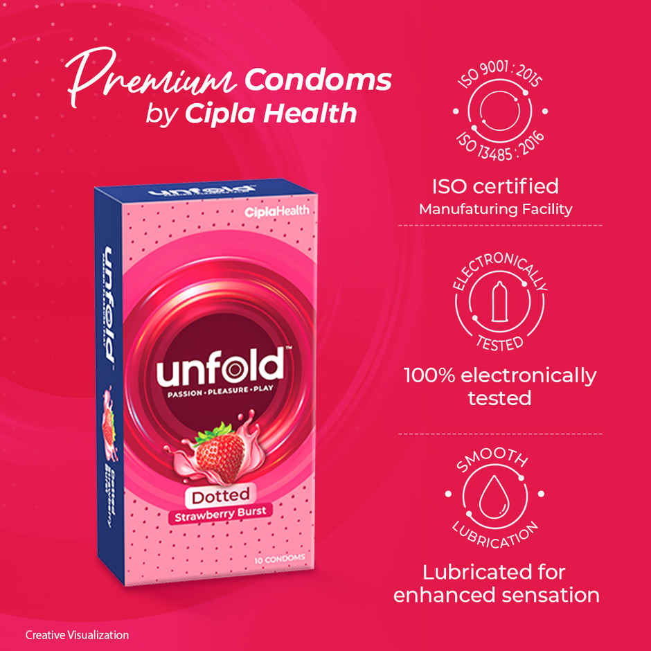 Unfold Cipla Health Unfold Strawberry Dotted Condoms