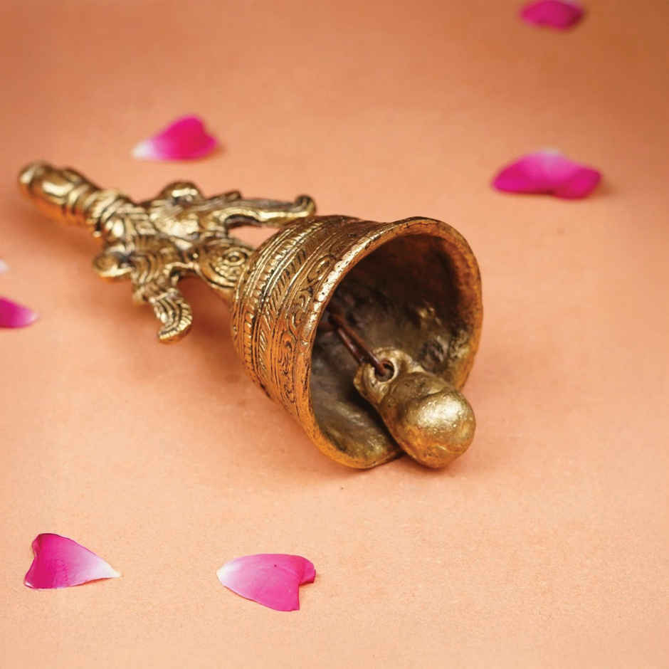 Pure Brass Decorative Pooja Bell - Collector's Item | 7.4 inch | ServDharm