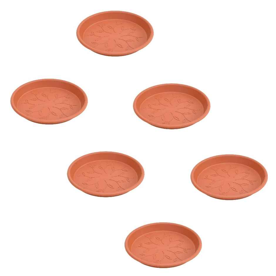 Ugaoo UV Treated Gardening Plastic Tray Plate | Saucer Pots - 8 in | Brown | Terracotta | Set of 6