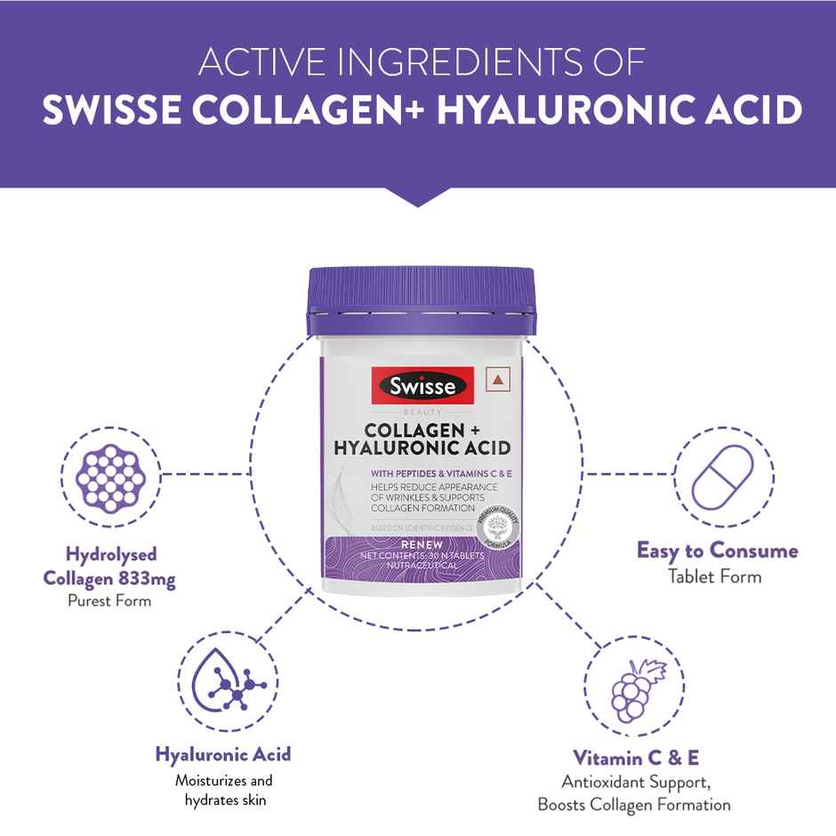 Swisse Collagen+Vitamin C & E , Boost Skin Repair & Regeneration & Radiant Skin - 30 Tablet