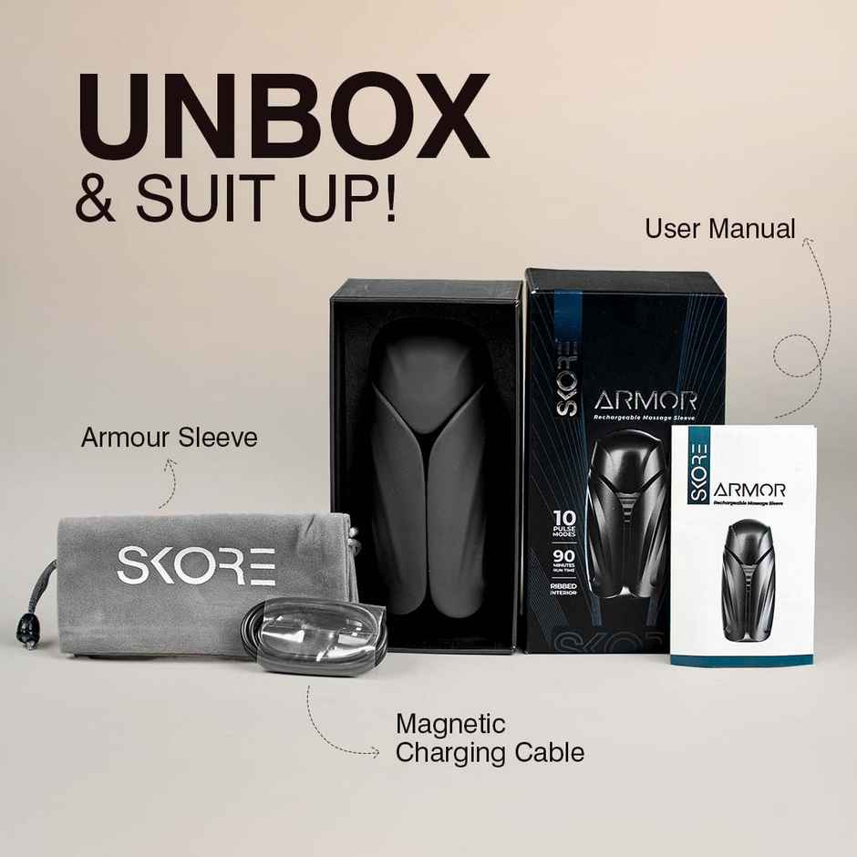 Skore Armour - Rechargeable Massage Sleeve Storker | Waterproof - Magnetic rechargeble Charging