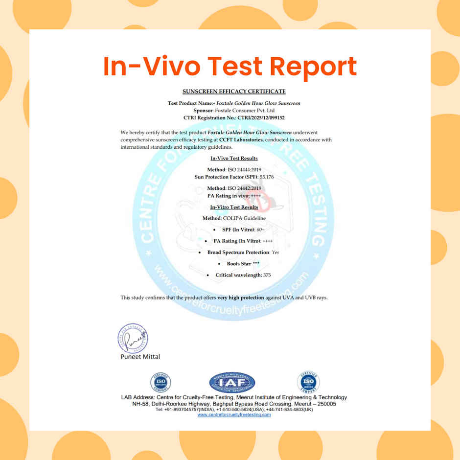Foxtale Glow Sunscreen SPF50 PA++++ In-Vivo Tested 