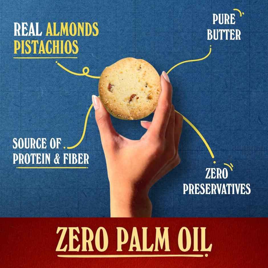 The Baker's Dozen Pista Badam Cookies | Real Almonds & Pistachios | Handmade | Protein & Fibre Rich