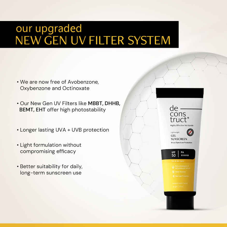Deconstruct Gel Sunscreen SPF 50 PA ++++ | In-Vivo Tested | Lightweight