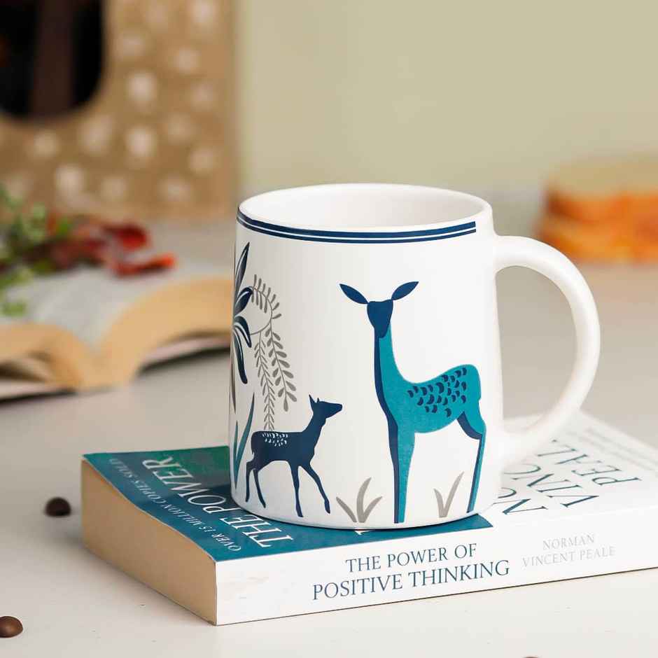 The Earth Store Stag Blue Ceramic Coffee Mug | 300 ml