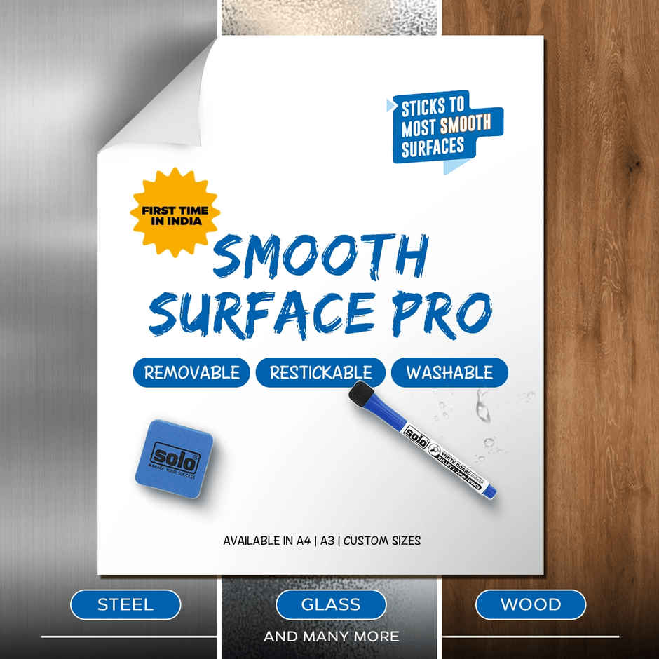 Solo A4 Whiteboard For Smooth Surfaces - Restickable