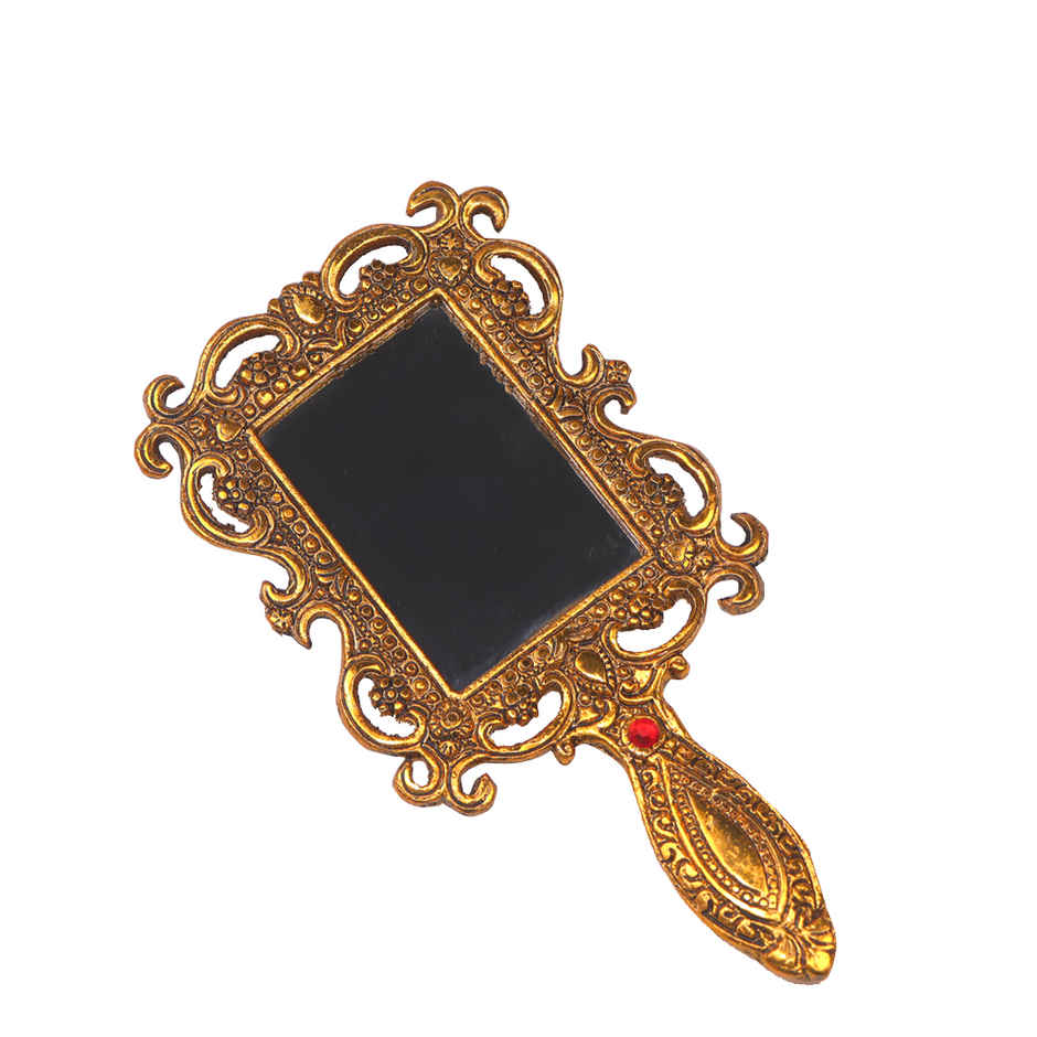 Devnidhii Hand Mirror Square in Gold Polish