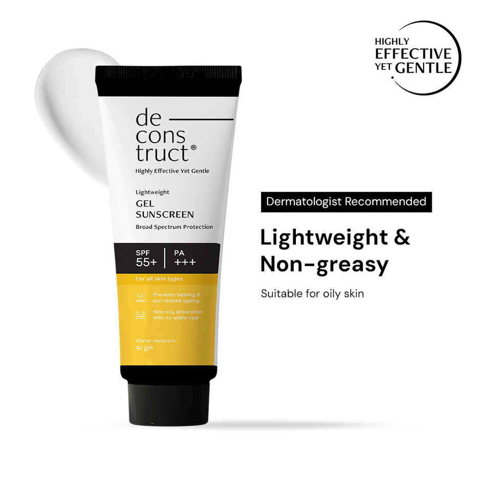 Deconstruct Gel Sunscreen SPF 55+ PA+++ | No White Cast, Lightweight, Non-greasy