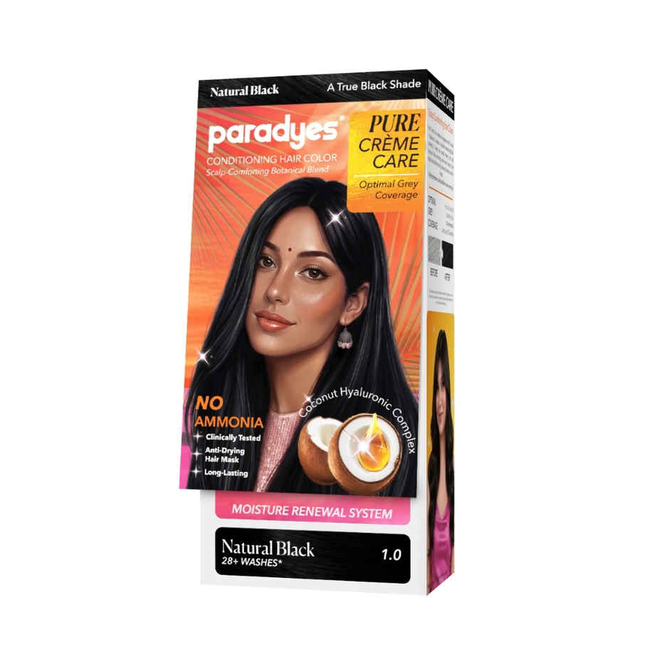 Paradyes Pure Creme Care No Ammonia Hair Color | Natural Black 1.0