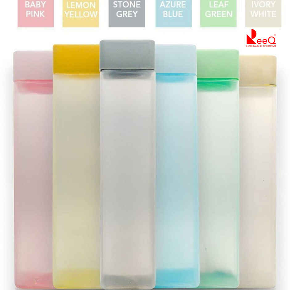 ReeQ Slim Square Water Bottle | BPA-Free Plastic Leak-Proof & Fridge Friendly | 1000 ml