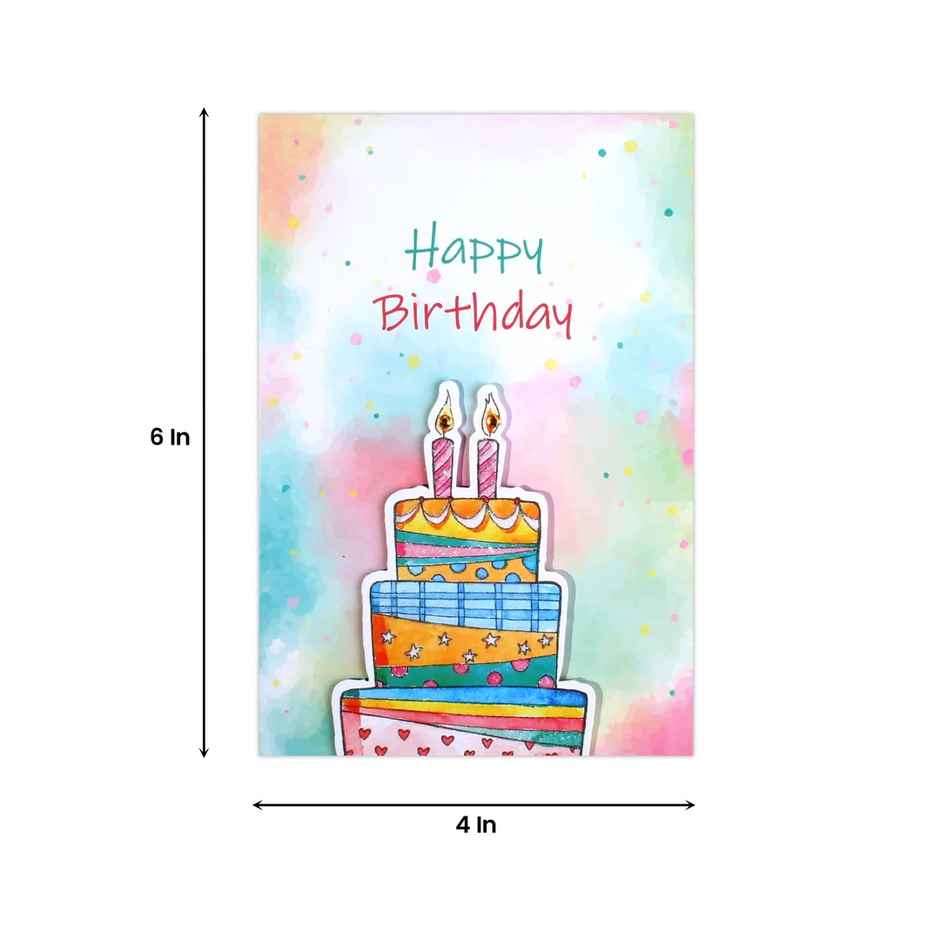 Itsy Bitsy Greeting Card & Envelope Birthday Cake 4 x 6 Inch 2 Pc Pb Lb