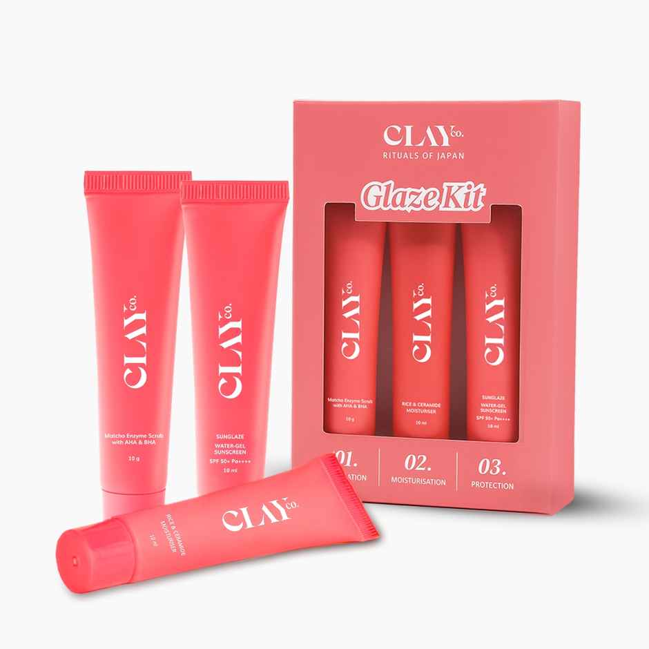 Clayco Glaze Minis Kit | Matcha Enzyme Scrub | Rice & Ceramide Moisturise