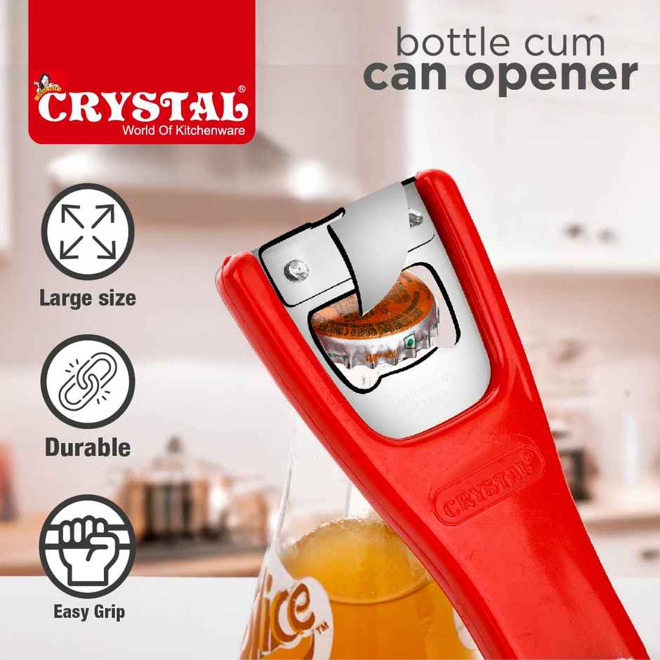 Crystal Stainless Steel Bottle Cum Can Opener, Multicolour