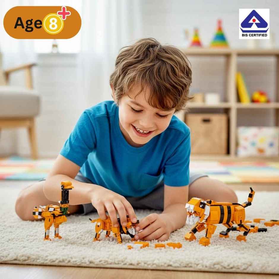 Apex Wild Animals Building Blocks 211 Pieces | Tiger, Lion & Emu