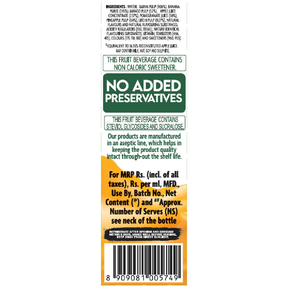 B Natural No Added Sugar Mixed Fruit Juice