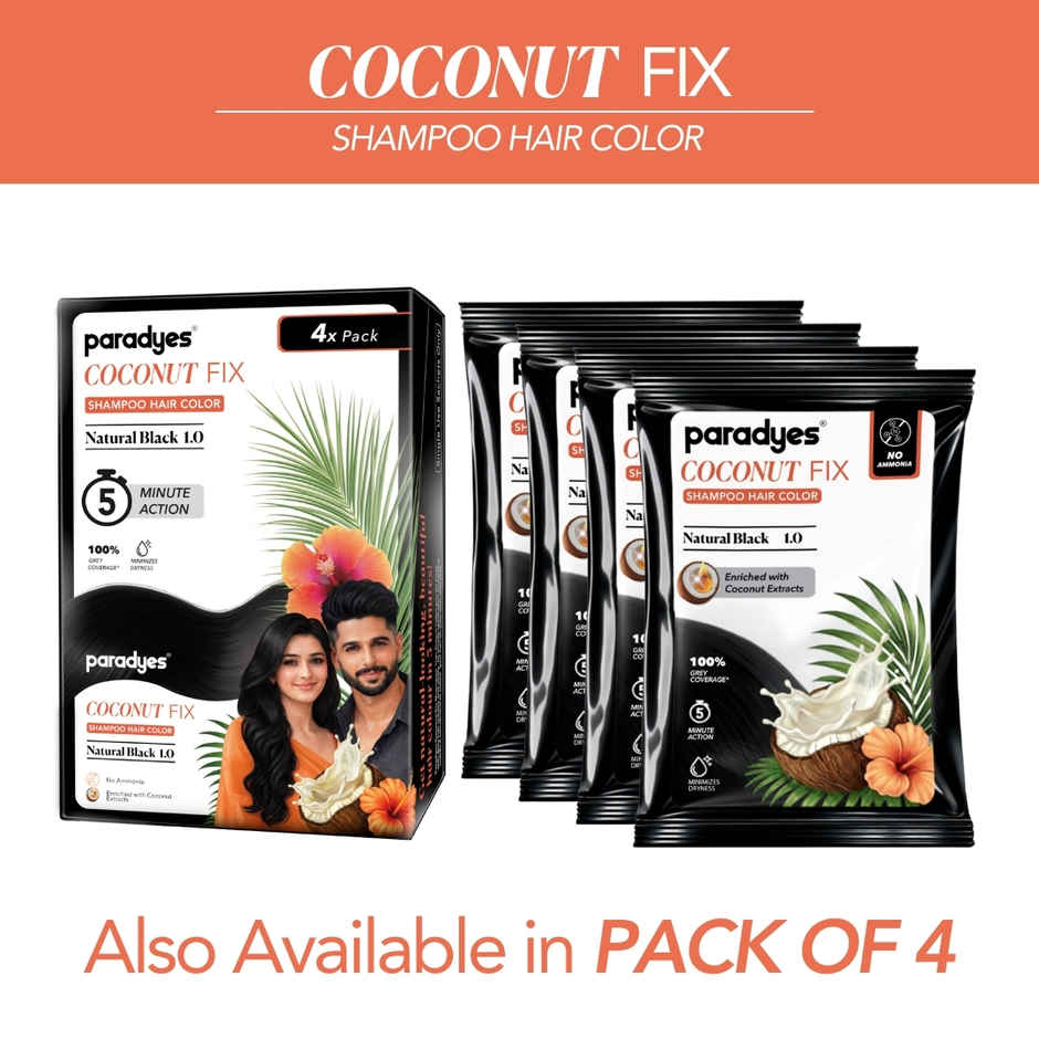 Paradyes Coconut Fix Shampoo No Ammonia Hair Color | Natural Black 1.0