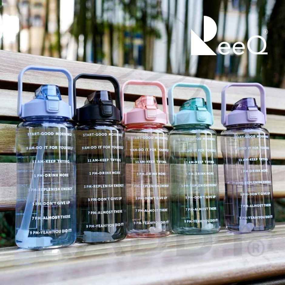 ReeQ Premium Motivational Time Mark Water Bottle | Light Green