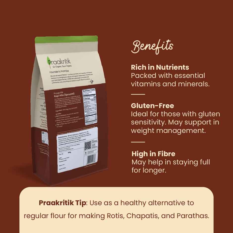 Praakritik Organic Sprouted Ragi Atta
