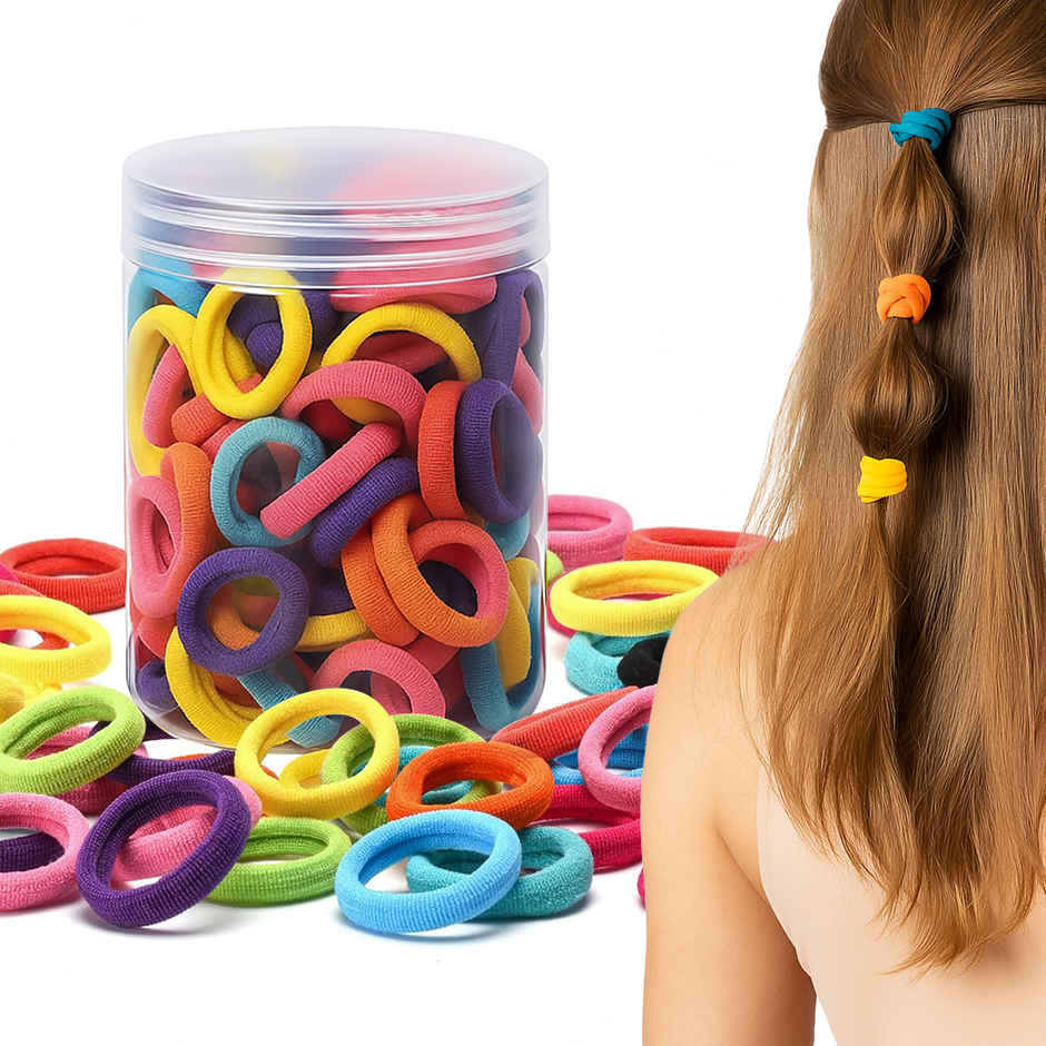 Multibrite Small Elastic Hair Ties | Stretchable Rubber Bands | Buns & Braids