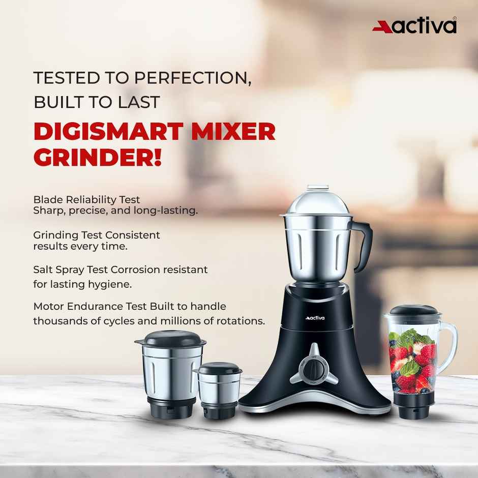 Activa Abs Super Chef 900 Watts Powerful Motor Mixer Grinder With 4 Jars | Black