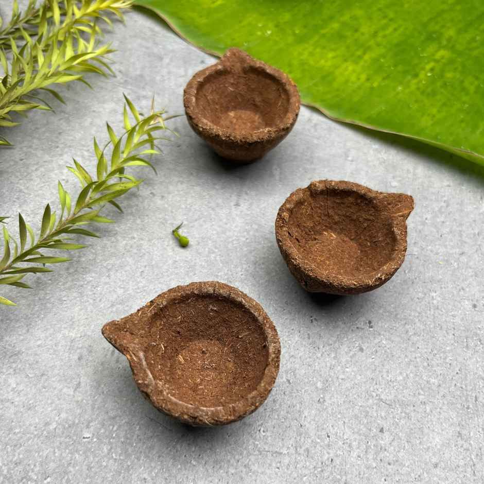 Cow Dung Diya Set | Pack Of 9 | Servdharm