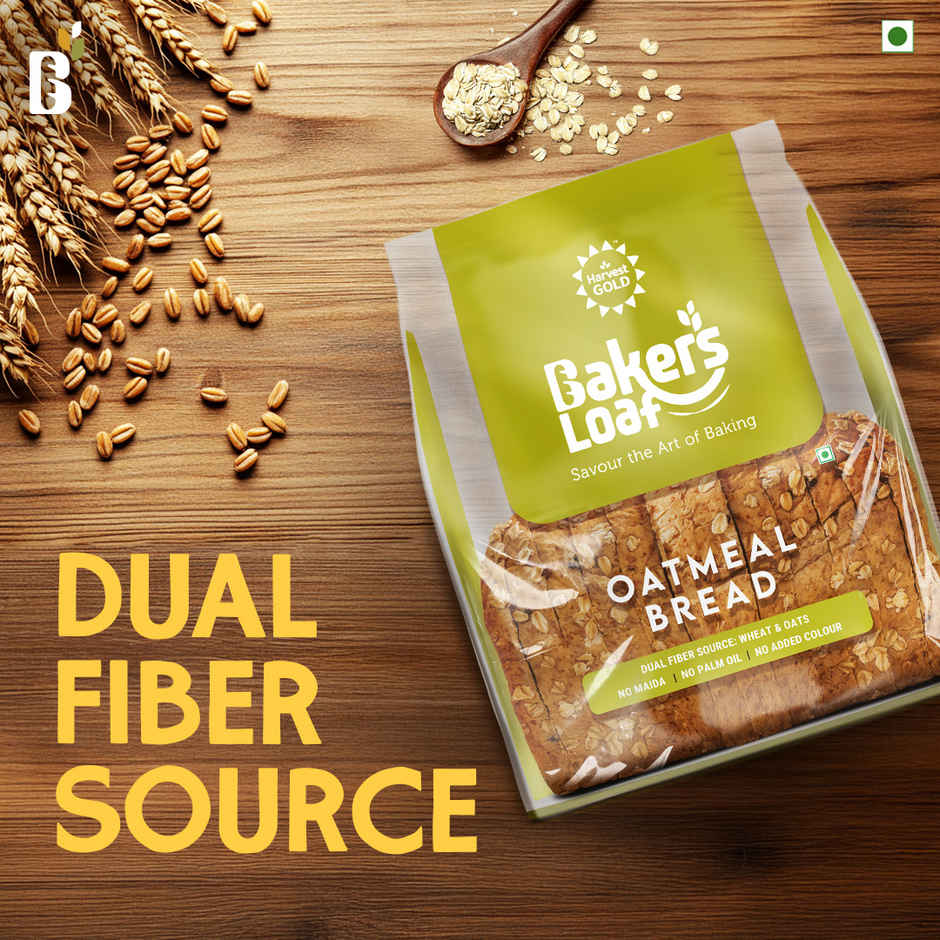 Baker's Loaf Fiber Source Oat-Meal No Palm Oil Bread by Harvest Gold
