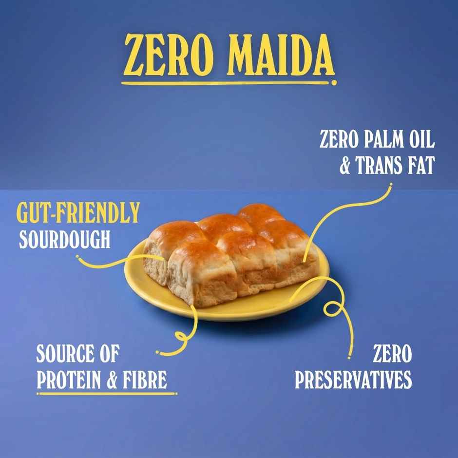 The Baker's Dozen Zero Maida Pav Whole Wheat | Atta Bombay Pav | Gut Friendly | Clean Label
