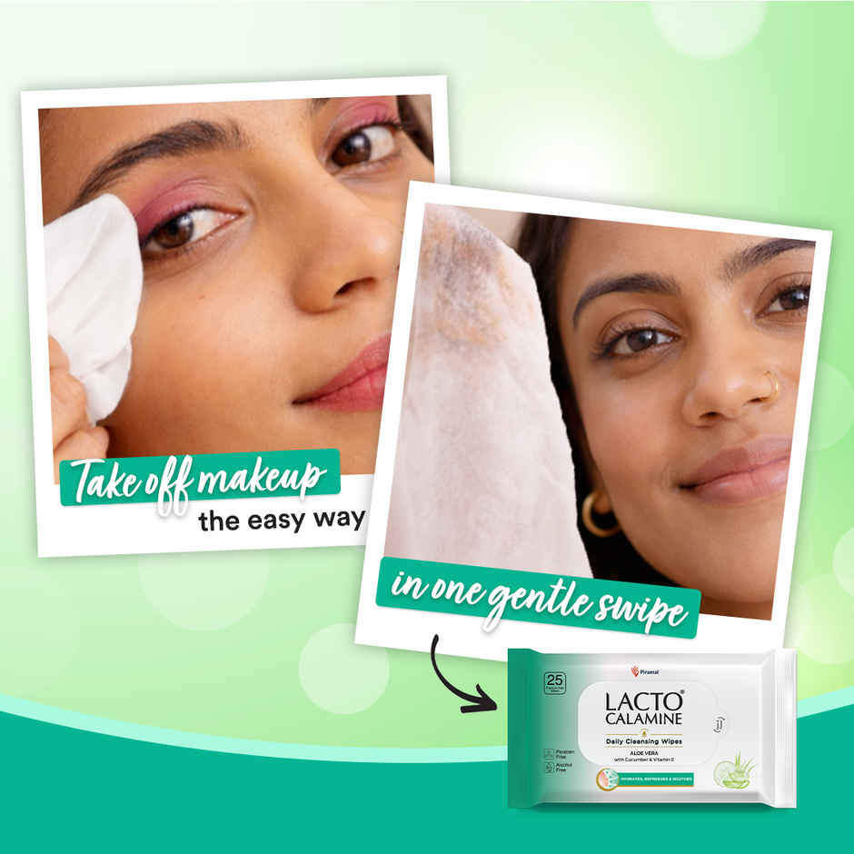 Lacto Calamine Makeup Remover Wipes With Aloe Vera, Cucumber And Vitamin E