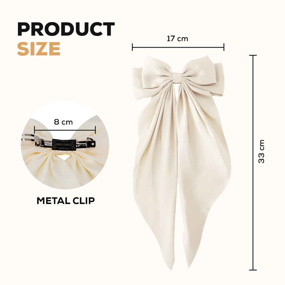 Gleva Satin Bow Clips for Hair, Luxury Silky Bow Barrettes, Cute Elegant Korean Hair Pin For Women