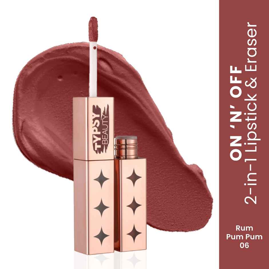 Typsy Beauty ON 'n' OFF Lipstick & Eraser 12 Hr Stay Creamy Matte Formula - Rum Pum pum