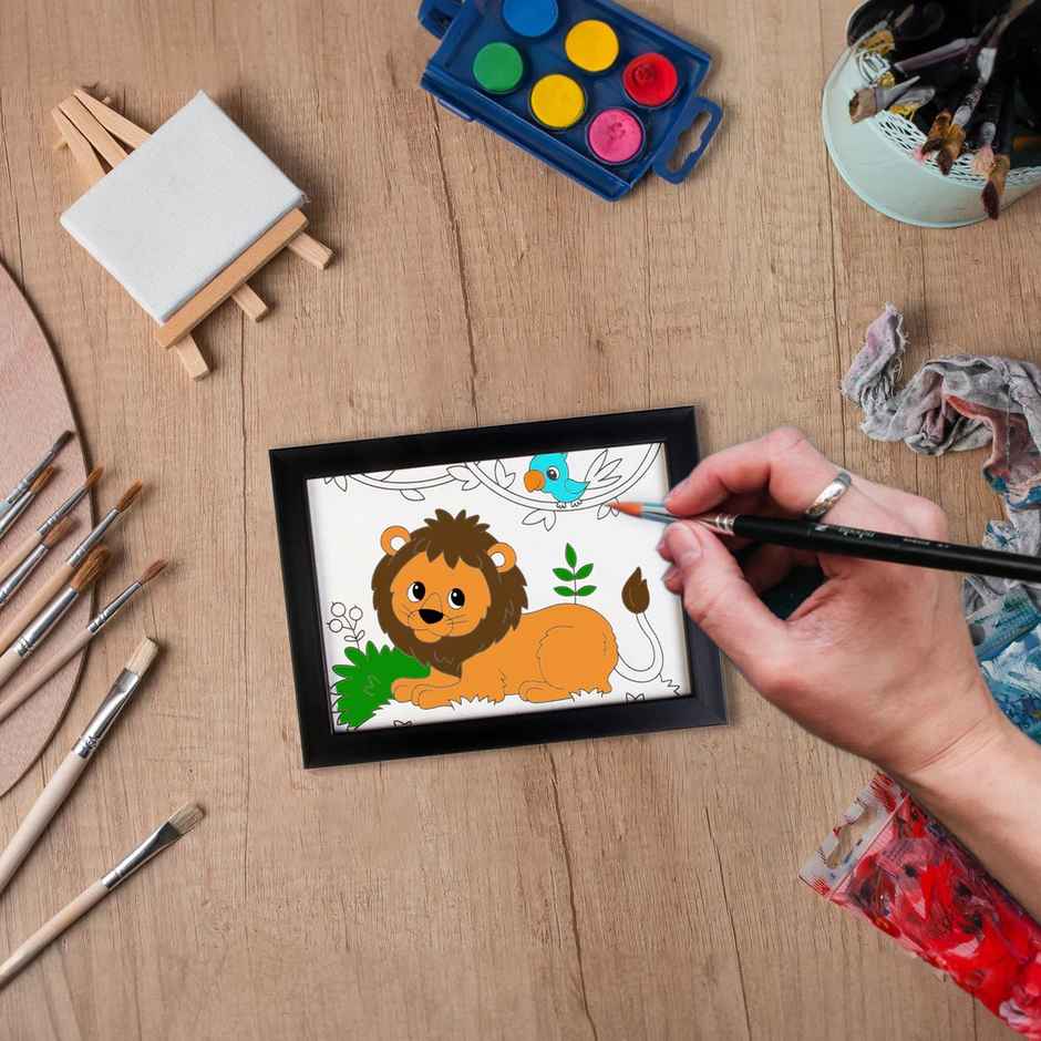 Itsy Bitsy Pre-printed Canvas With Frame Lion Painting Kit 5 x 7 Inch Sw Lb