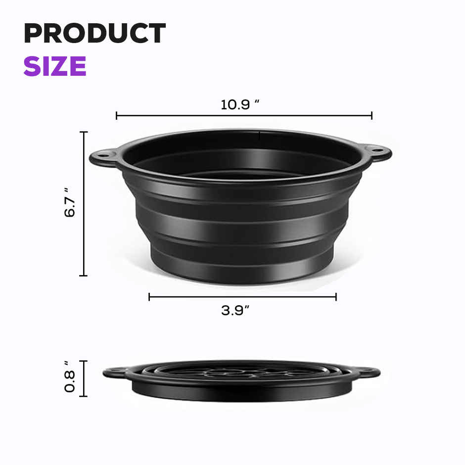 Gleva Foldable Silicone Ice Facial Bowl | Built in Ice Tray | Portable | Dishwasher Safe | Black