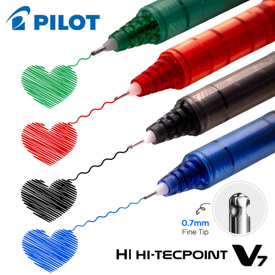 Pilot Hi-Techpoint V7 Roller Pen 4 Blue +1 Black - 5 Pieces