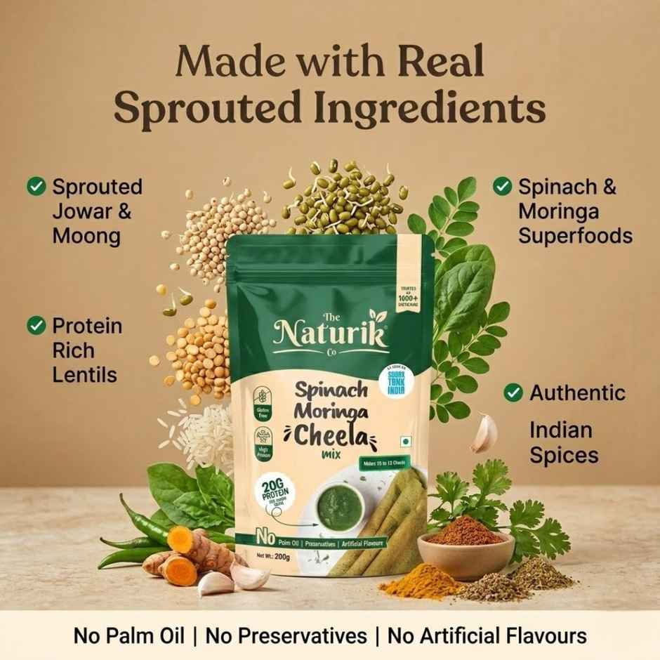 The Naturik Co Spinach Moringa High Protein Chilla Mix | Iron Rich | Weight Loss Breakfast