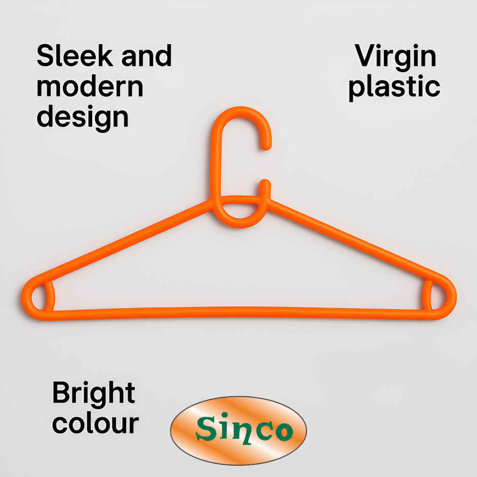 Sinco Misha Plastic Cloth Hanger - Pack of 3 pcs - Orange