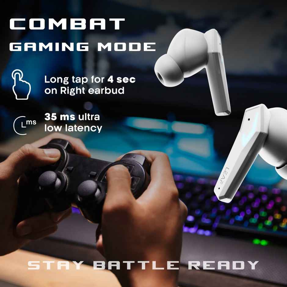 Leaf Buds X468 Gaming Earbuds with AI Sound App | 40H Playtime | AI ENC | TWS - Ivory Spaceship