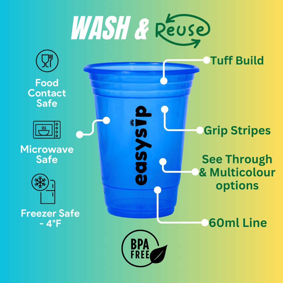 Easysip Premium Drinking Reusable Party Glasses | Orange - 400 ml