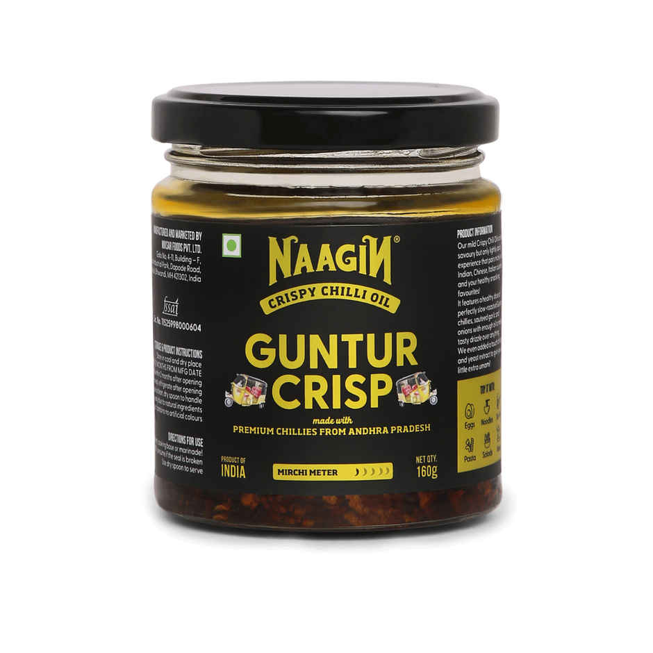 Naagin Guntur Crisp Chilli Oil - Crunchy & Garlicky Spice 160 GRAM