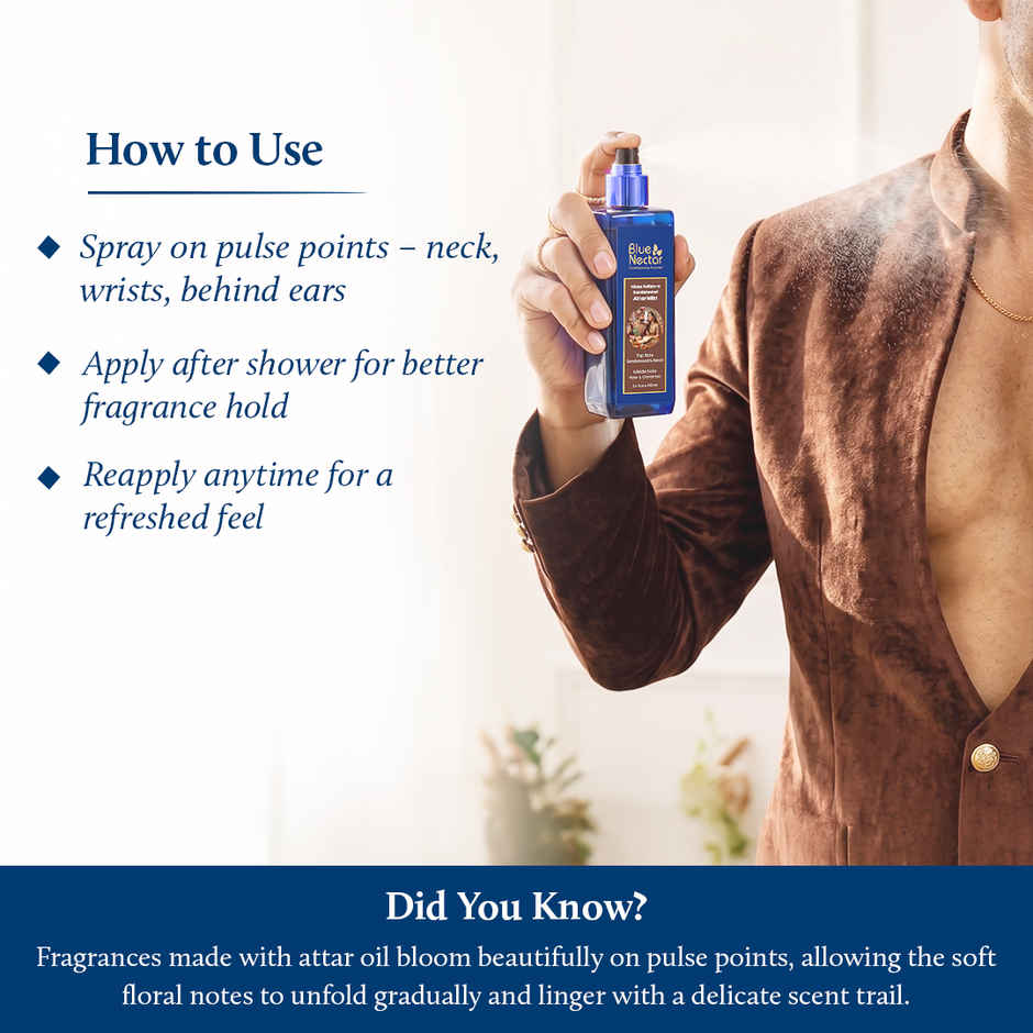 Blue Nectar Sultan-e Sandalwood Attar Woody Floral Perfume Body Mist - For Men & Women