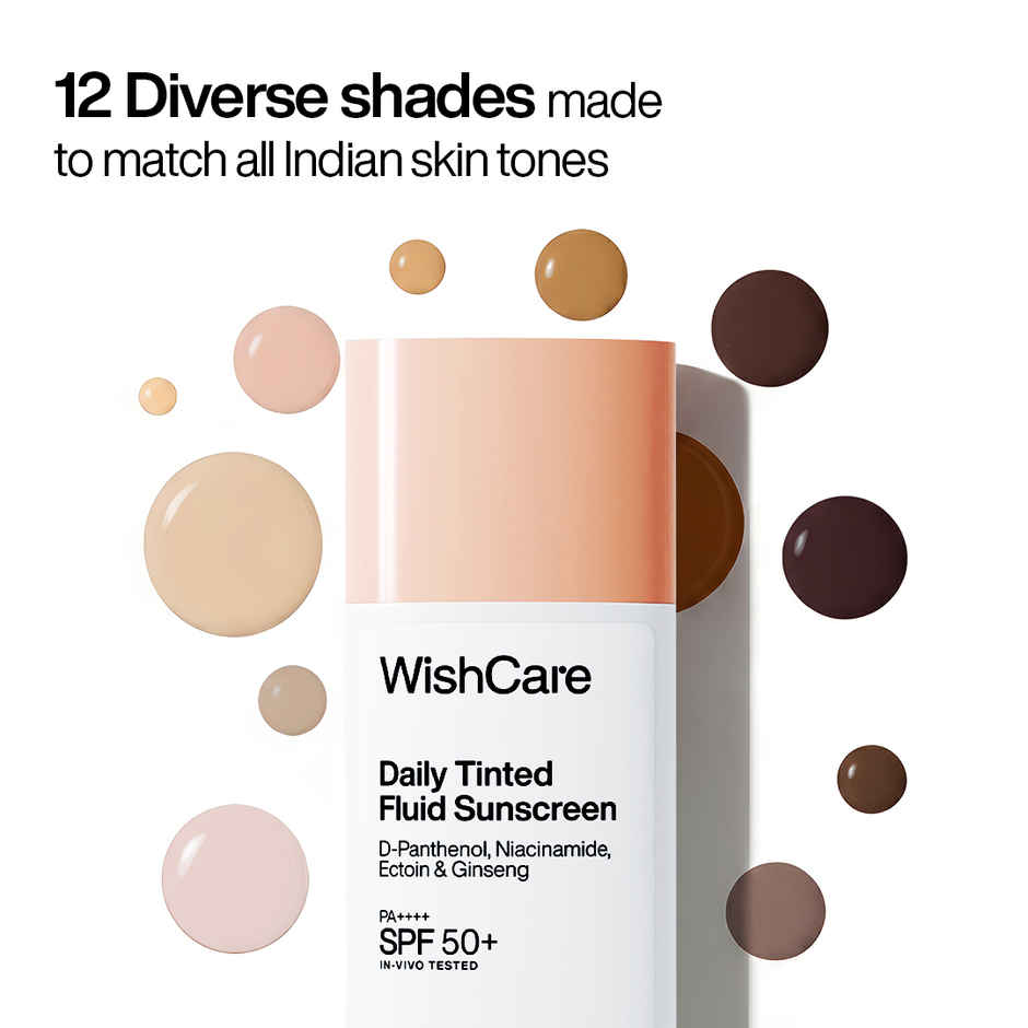 WishCare Daily Tinted Fluid Sunscreen SPF50PA++++ | L104 | All Skin Type | InVivo Tested