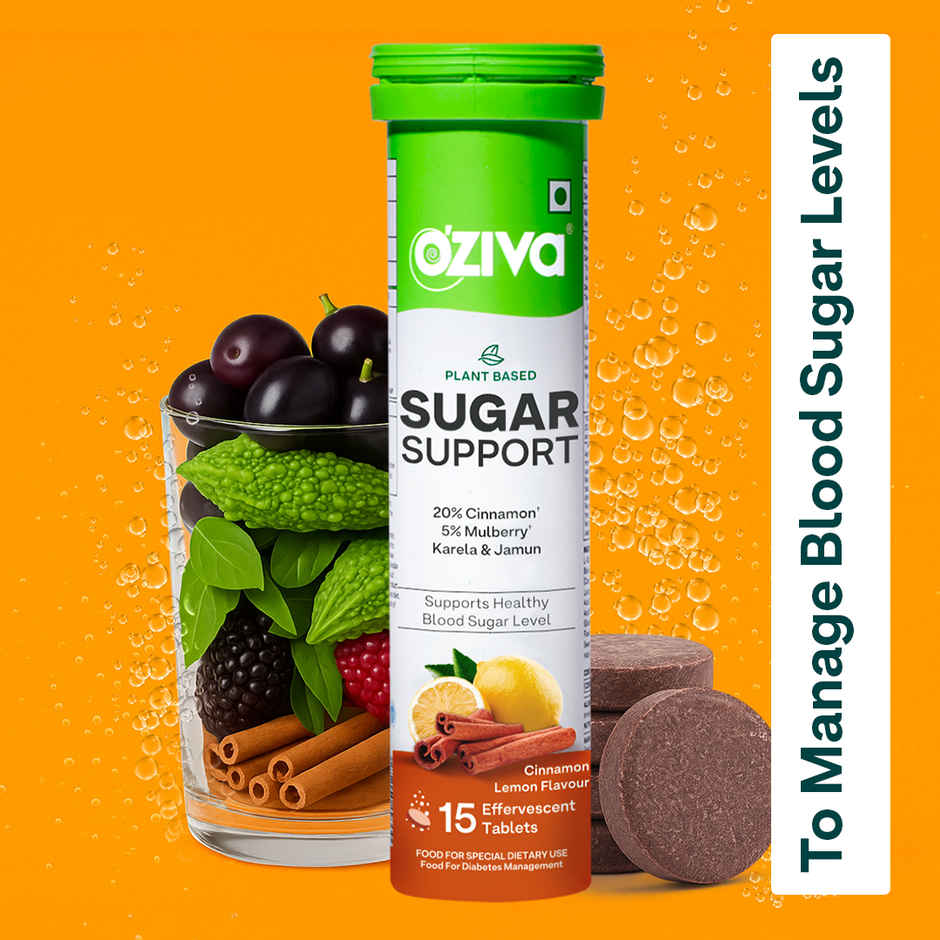 OZiva Sugar Support Effervescent for Daily Blood Sugar Management & Insulin Function
