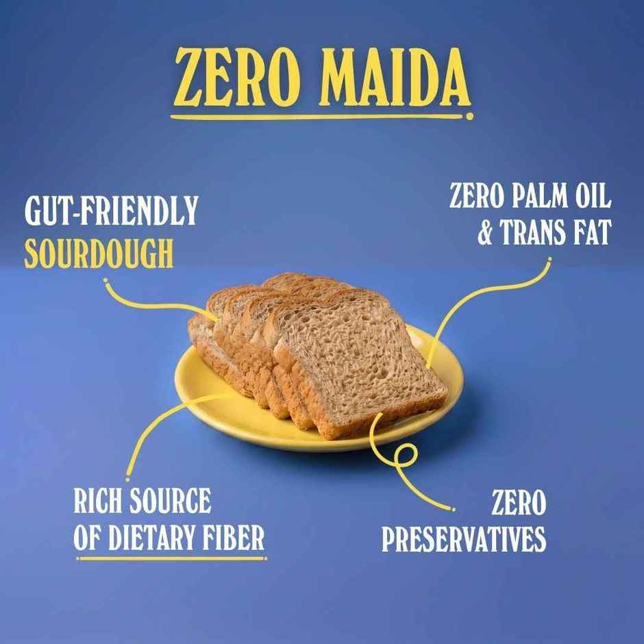 The Baker's Dozen Zero Maida Whole Wheat Bread | Sandwich Atta Bread (Not Brown) | Clean Label