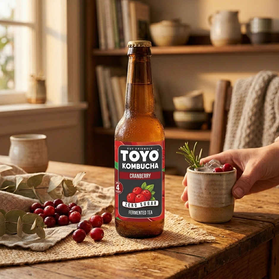 Toyo Kombucha Zero Sugar Cranberry | Non-Alcoholic Kombucha