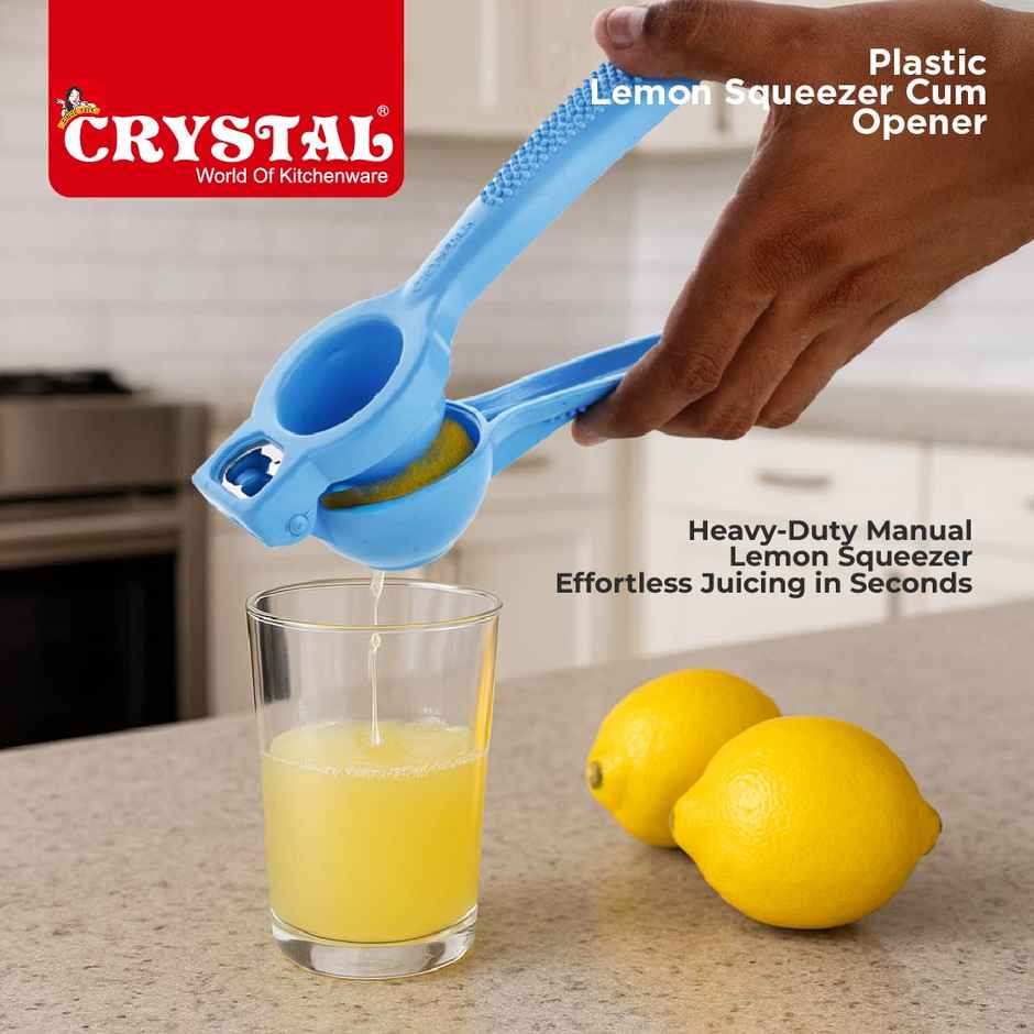 Crystal Plastic Lemon Squeezer Cum Opener, Multicolour
